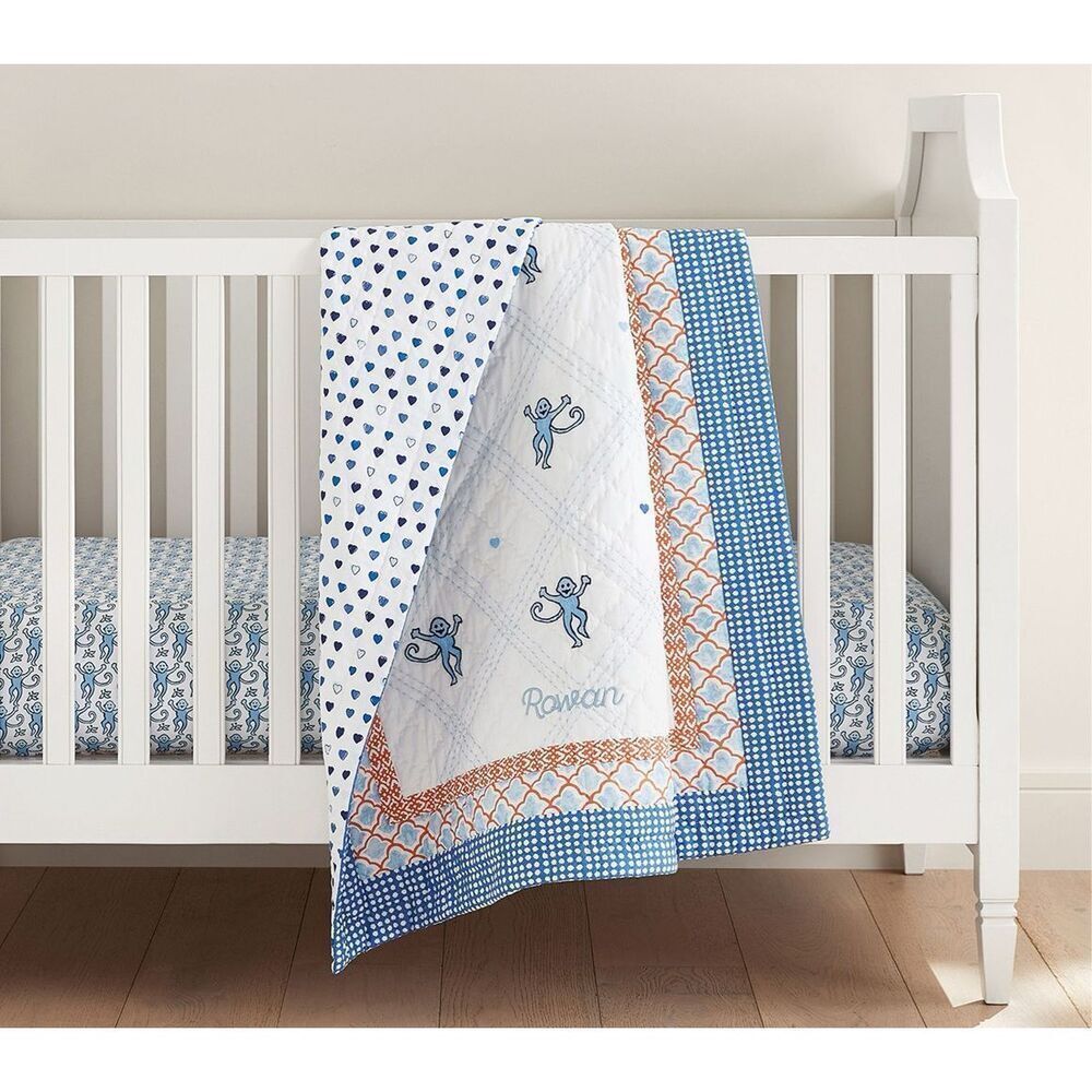 NWT Roller Rabbit Monkey Baby Quilt